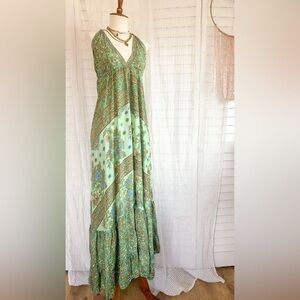 Karma Highway Green Paisley Maxi Dress - one size